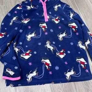 OshKosh B'gosh Navy and Pink Santa & Unicorn Top